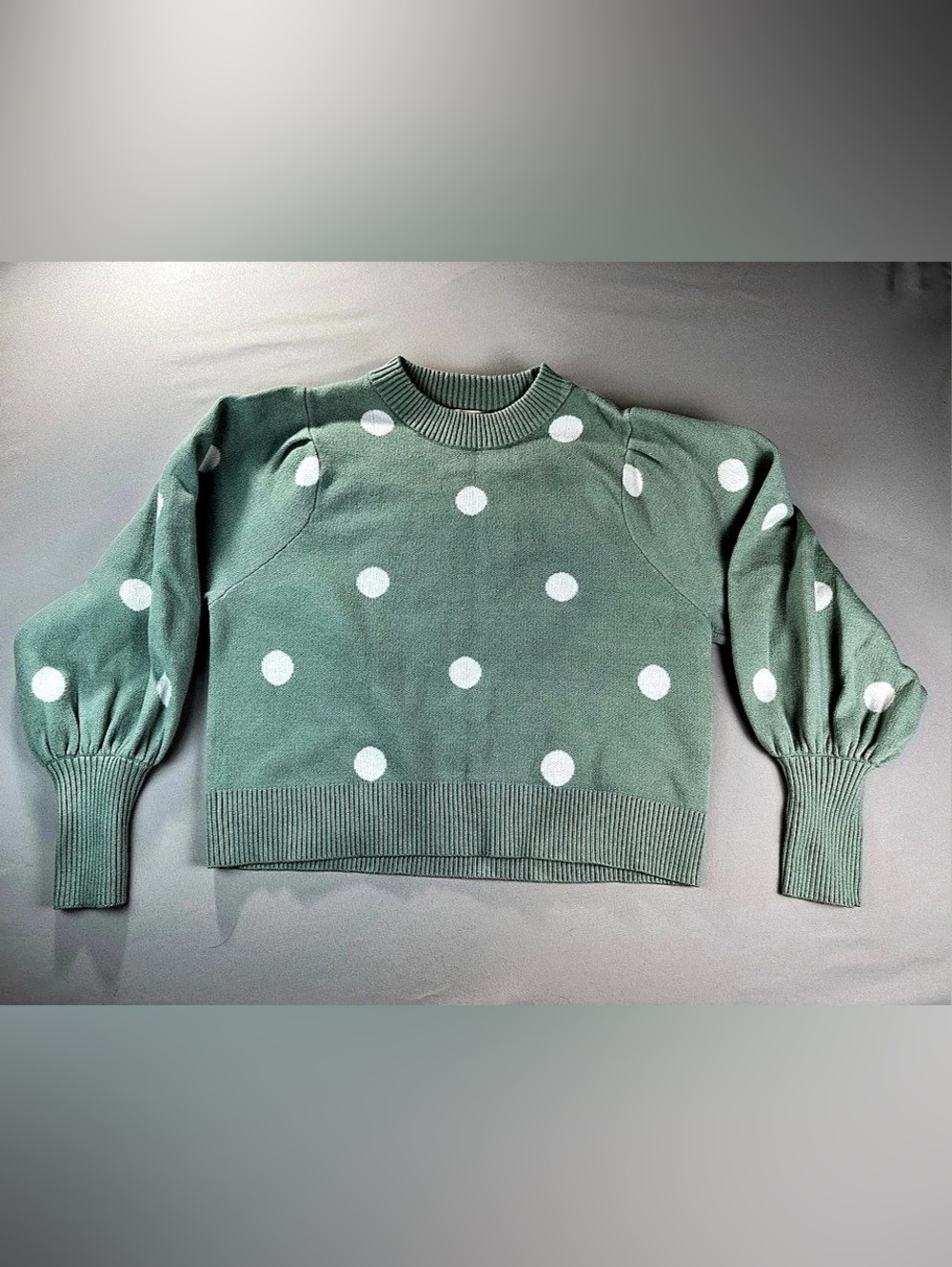 Philosophy Polka Dot Crop Sweater Mint Green White Size Medium Luxury Soft